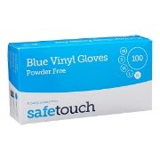 Safetouch Powder Free Blue Vinyl Gloves, XL