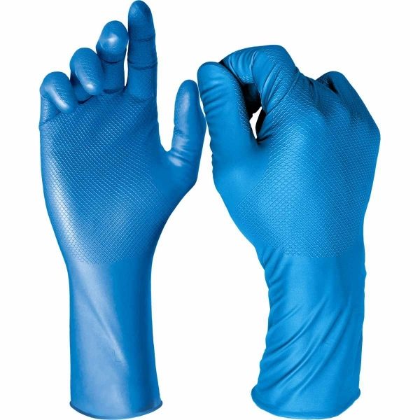 GRIPPAZ 308 30cm Blue Fish Scale Nitrile Gloves, 1 x 50, L