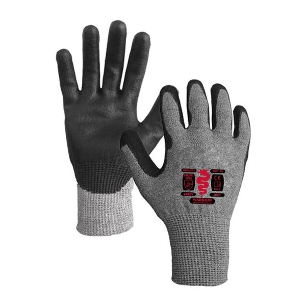 Warrior PU Coated Cut Level D Gloves, Medium - Large