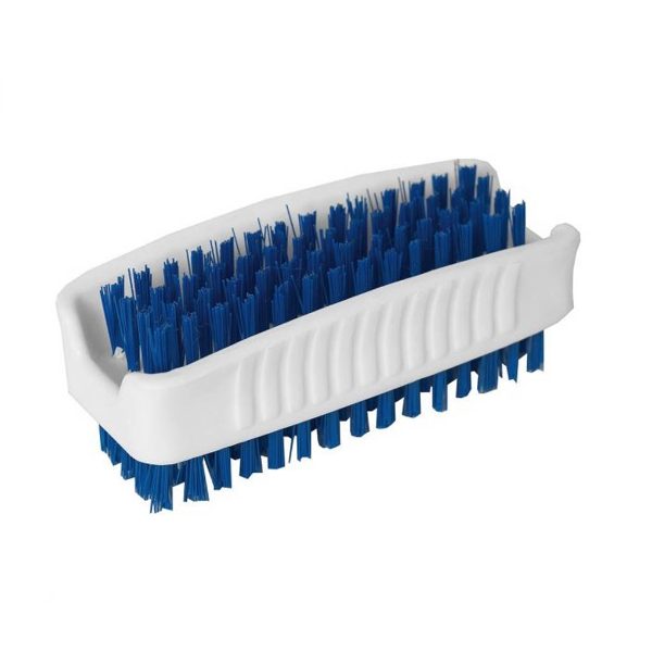White Nail Brush with Blue Bristles 3.5"