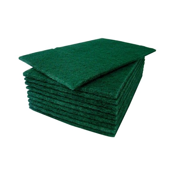 Green scouring pads 9" x 6" (x10)