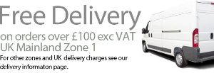 Free Delivery on orders over £100 exc VAT UK Mainland Zone