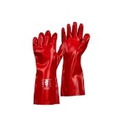 Warrior Red PVC Gloves, 40cm Long, Size 10, Pack of 6 Pairs