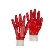 Warrior Red PVC Gloves, K/W, Size 10, Pack of 12 Pairs