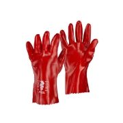 Warrior Red PVC Gloves, 27cm Long, Size 10, Pack of 12 Pairs