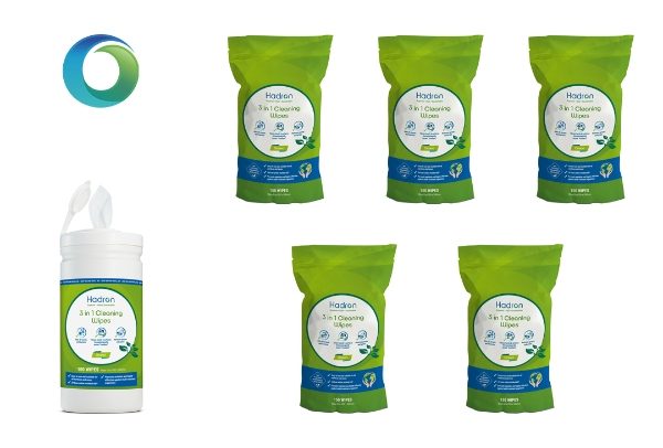 Hadron Green 3 In 1 Surface Wipes Kit. (1 Tub & 5 Refills)