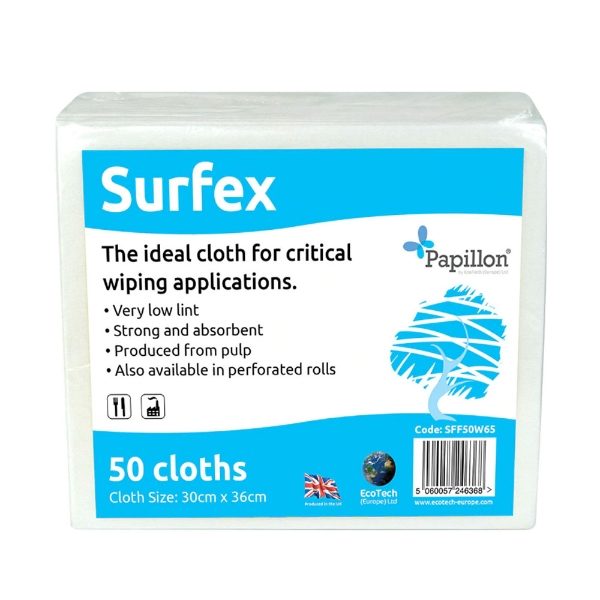 WPS110/A - Surfex Non Woven Cloths, White, Pack of 50