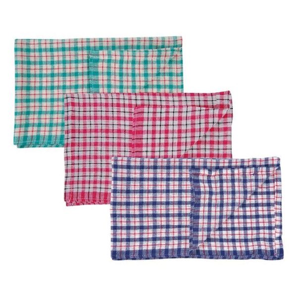 Tea Towel Cotton Check Assorted Colours Pack of 10
