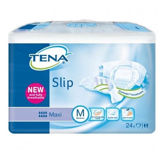 Tena Slip Diapers, Maxi Medium, Case of 72