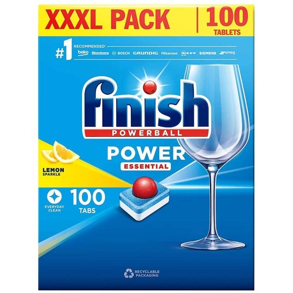 Finish Powerball Lemon Sparkle Dishwasher Tabs, Box of 100