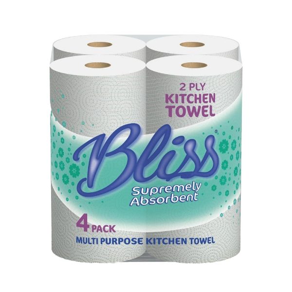 P240 - Bliss Kitchen Rolls, 2ply, Case of 6 Packs of 4