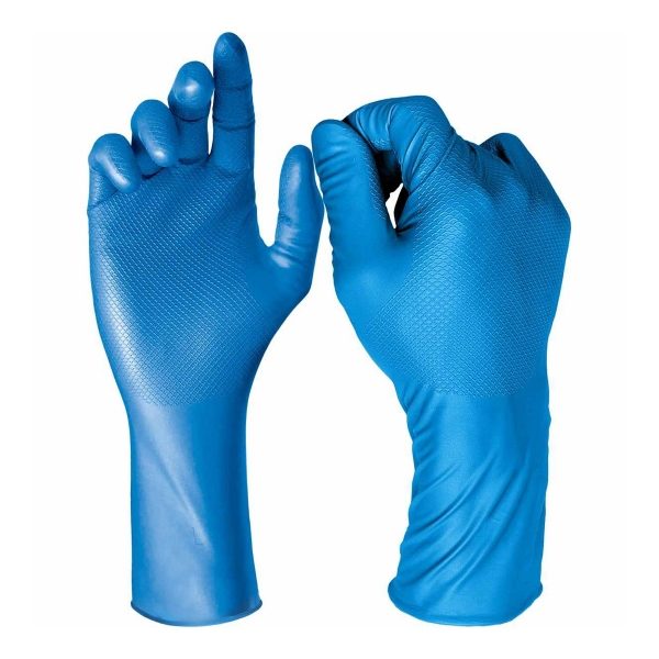 G1933 - GRIPPAZ 308 30cm Blue Fish Scale Nitrile Gloves, 1 x 50