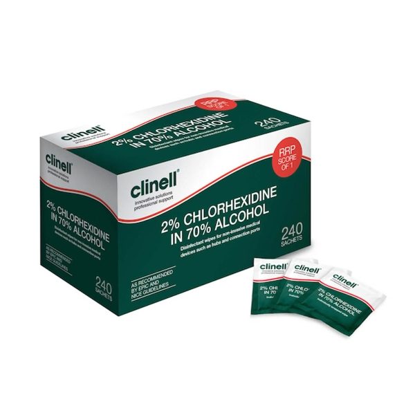 Clinell 2% Chlorhexidine/ Alcohol Wipes, 240 Wipes/Sachets