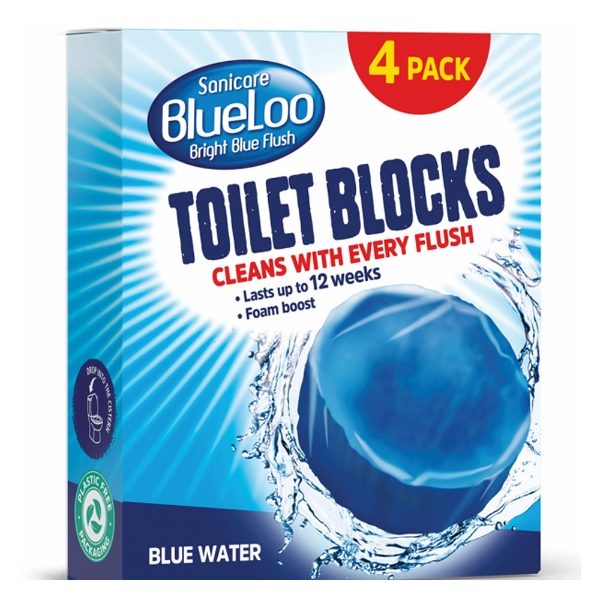 Sanicare BlueLoo Toilet Blocks, Case of 12 Packs of 4 (48)