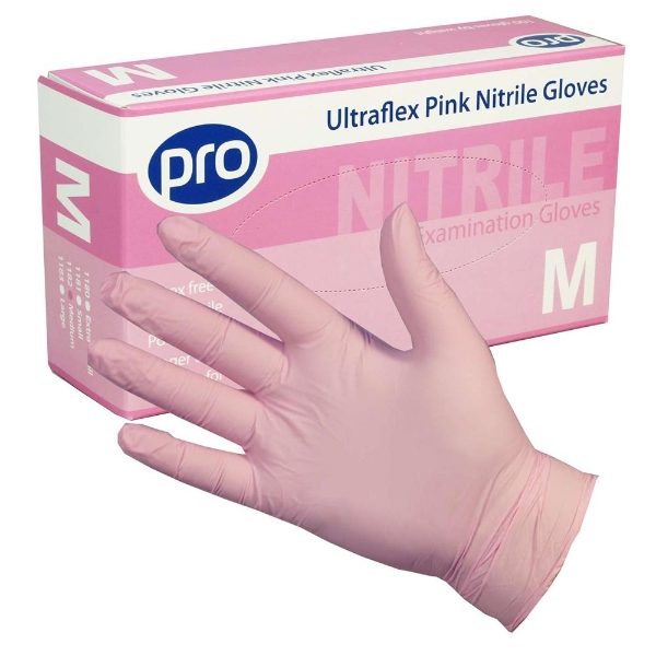 G191 - PRO UltraFLEX Pink Nitrile Gloves, 1 x 100, Sizes S & M