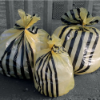 PY100 - Yellow Tiger Stripe Clinical Sacks, 18/29x39", 5 Rolls of 50